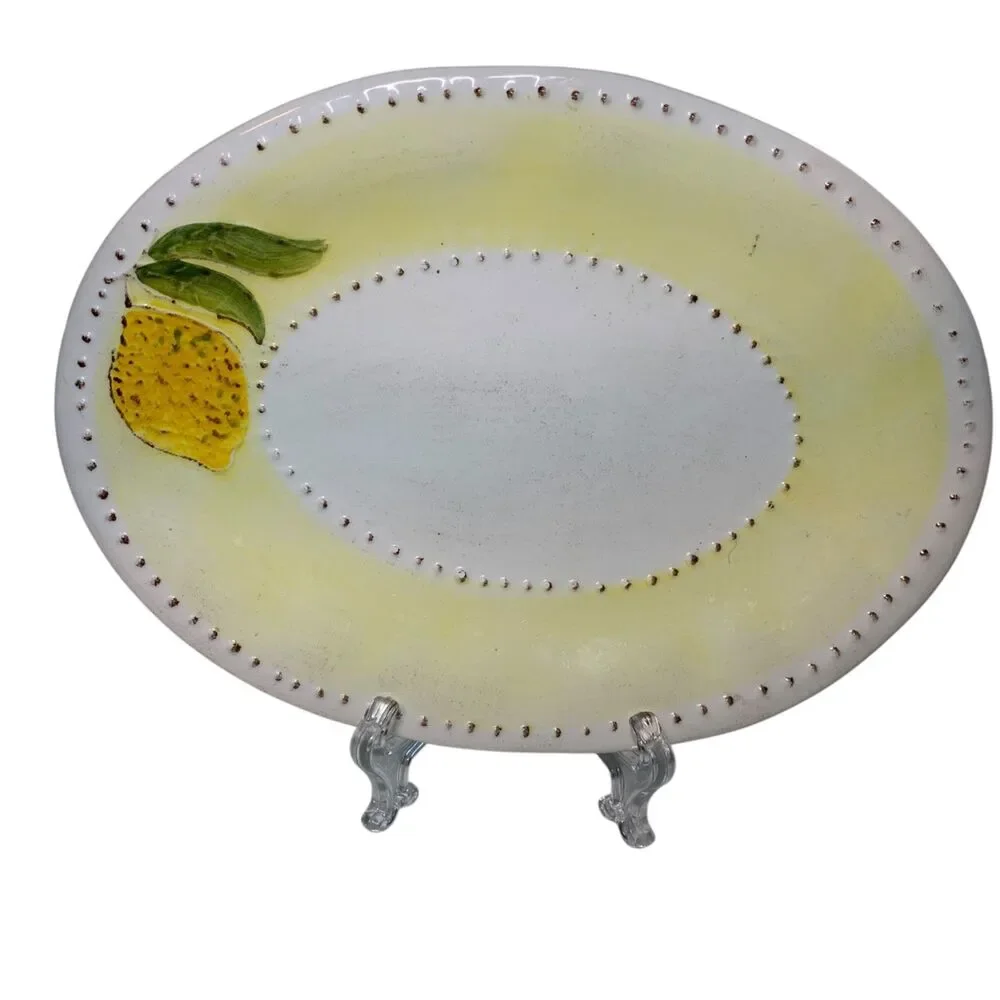 Vintage Crate and Barrel Lemon Oval Appetizer Plate Made in Italy 9.5x7